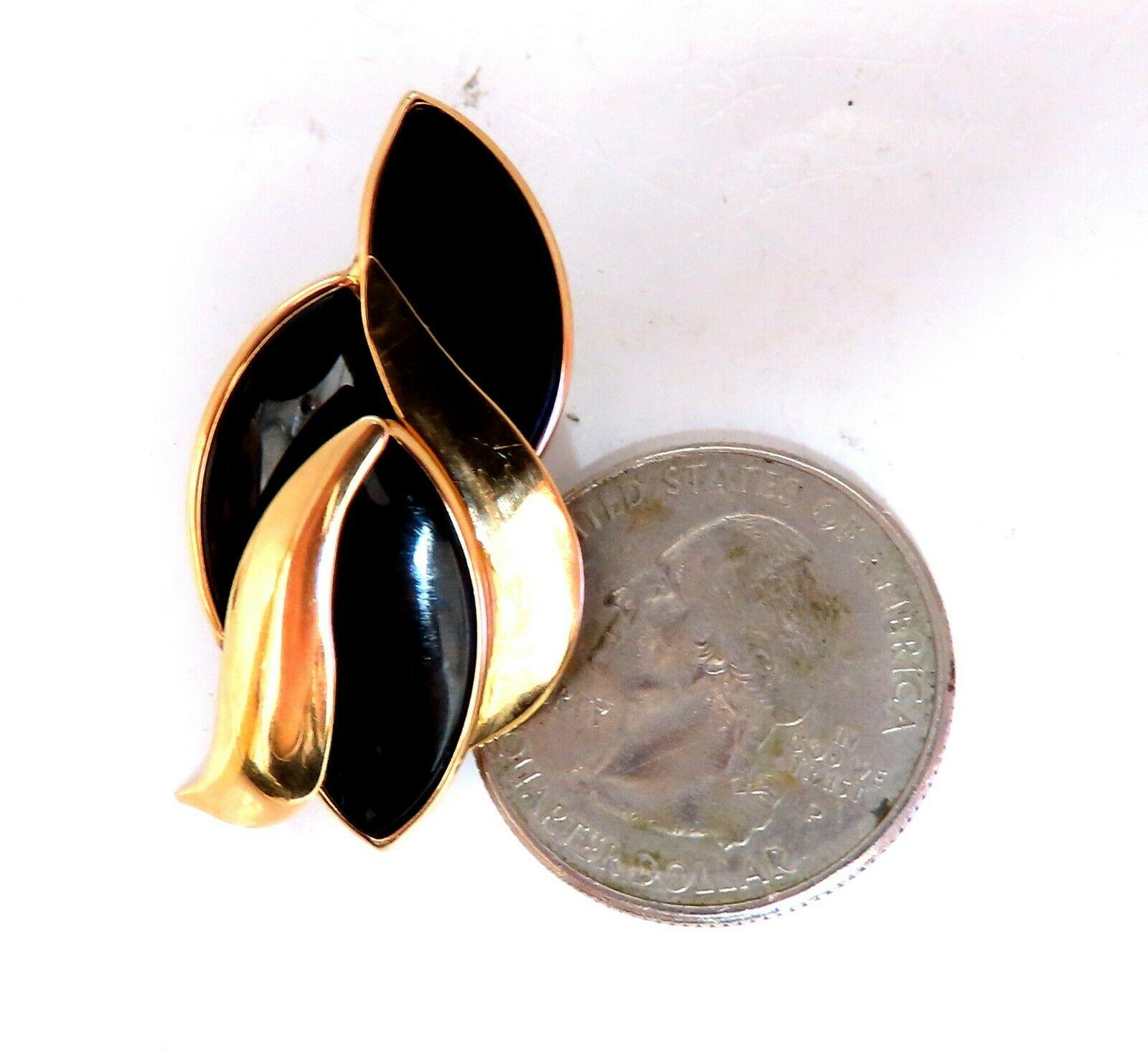 Suite de boucles d'oreilles pendantes en or 14 carats et onyx noir en forme de jais flamboyant Neuf - En vente à New York, NY