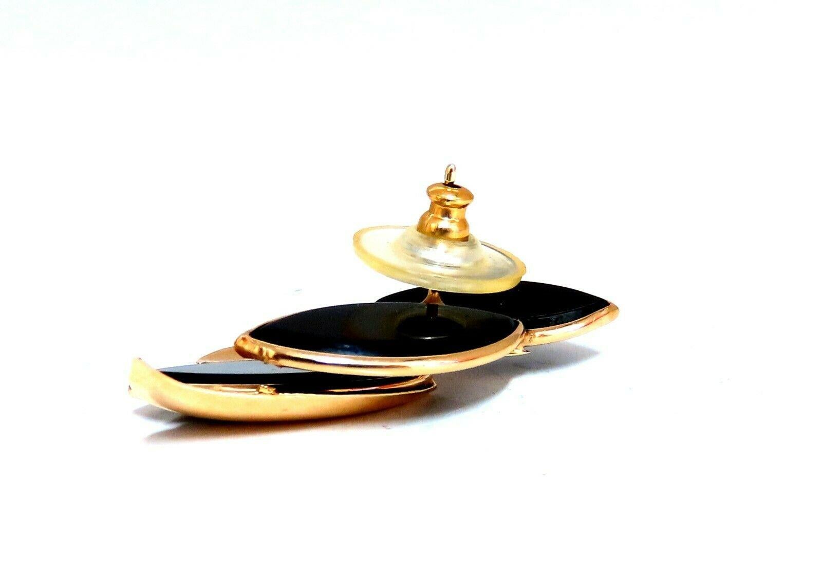 Suite de boucles d'oreilles pendantes en or 14 carats et onyx noir en forme de jais flamboyant Unisexe en vente