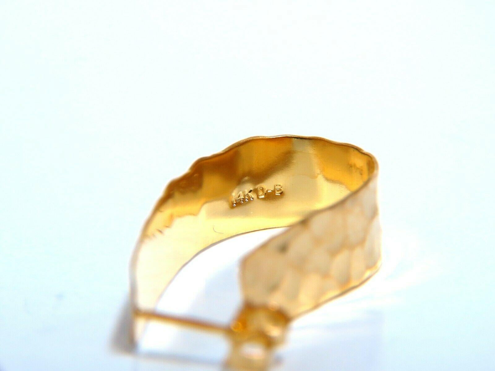 Women's or Men's 14Kt Gold Hammered Semi-Hoop Earrings Classic 30mm For Sale