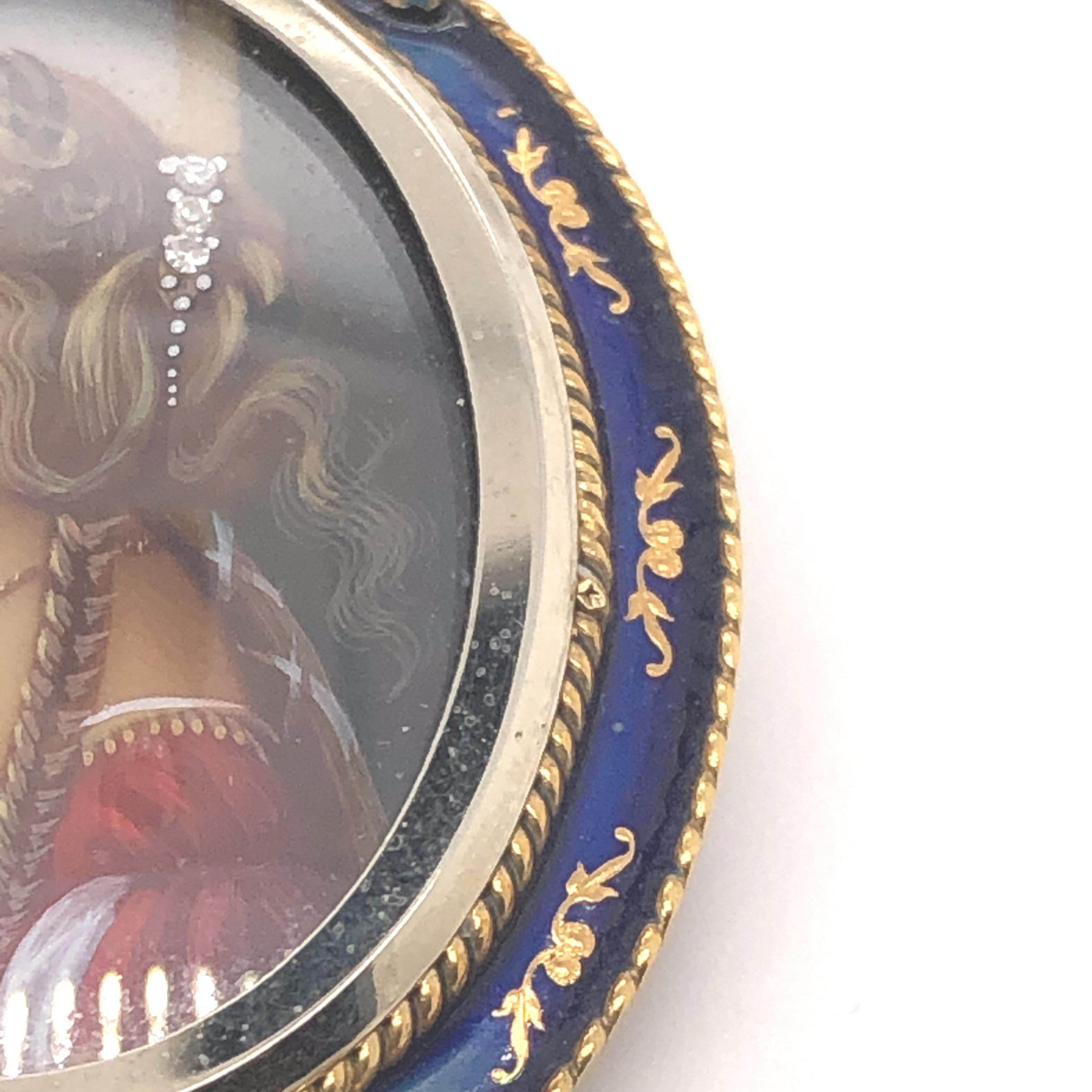 18 Karat Gold Handgemaltes Portrait Miniature 1