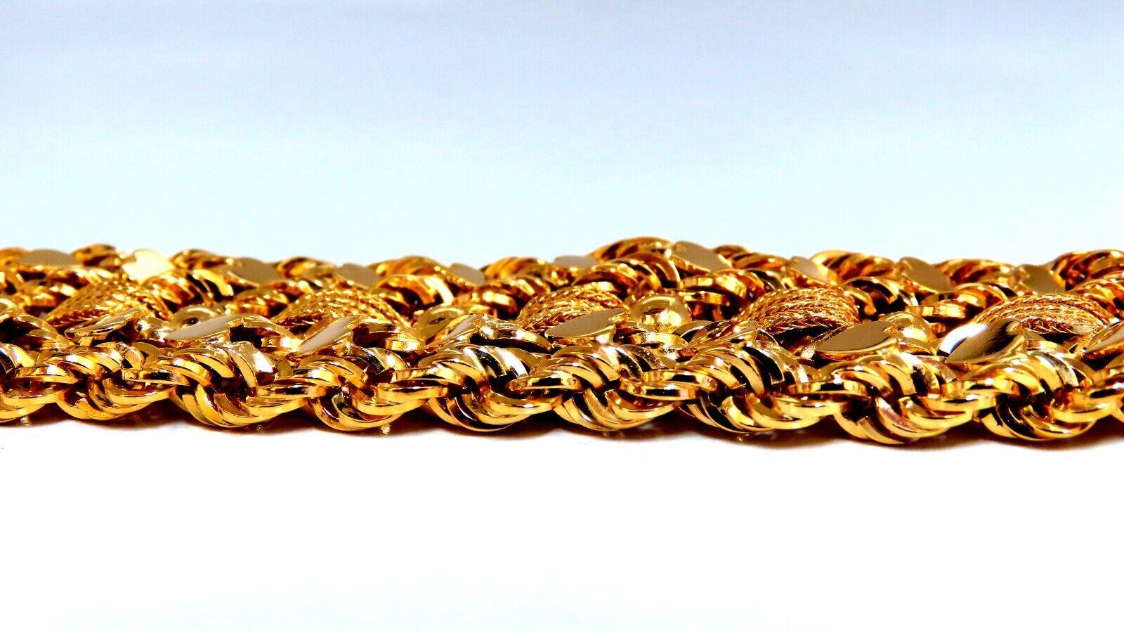 14kt Gold Herze mit Seil und Quaste Vintage Handgewickeltes, kompliziertes Armband im Zustand „Neu“ im Angebot in New York, NY