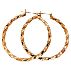 14kt Gold Hoop Candycane Twist*