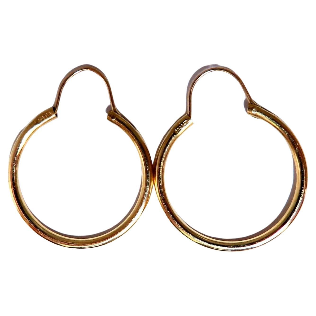 Baguette Diamond Hoop Earrings, 14KT Yellow Gold For Sale at 1stDibs