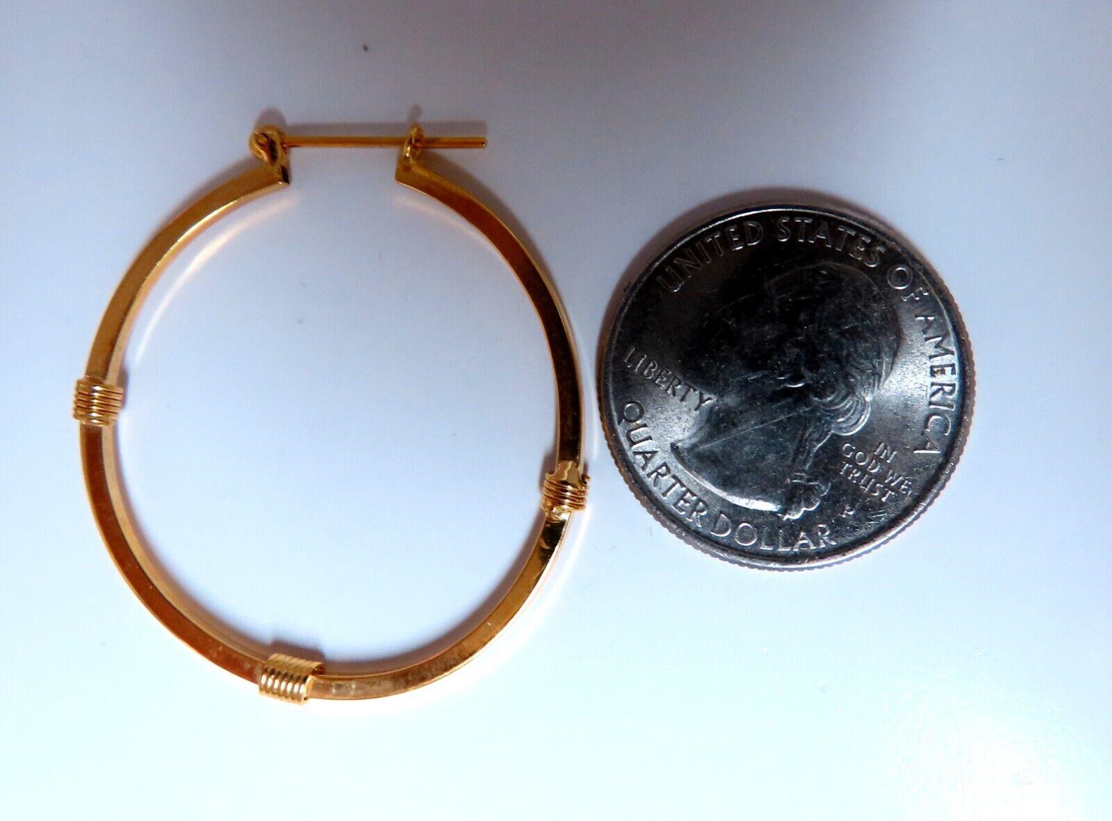 Women's or Men's 14 Karat Gold Hoop Earrings Barbed Wrap For Sale