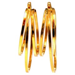 14Kt Gold Hoop Earrings Elongated Three Tier*