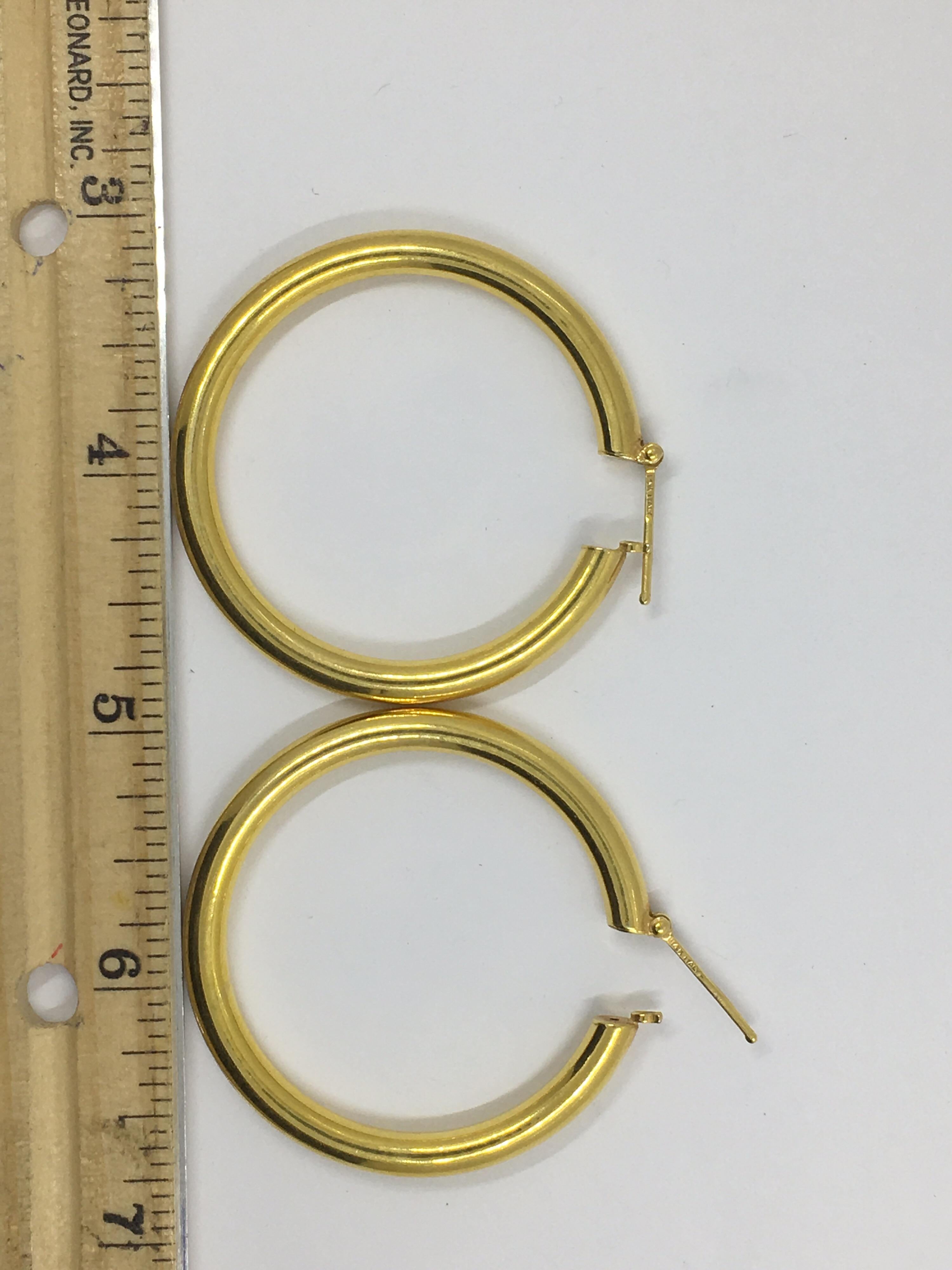 Classical Roman 14 Karat Gold Hoop Earrings