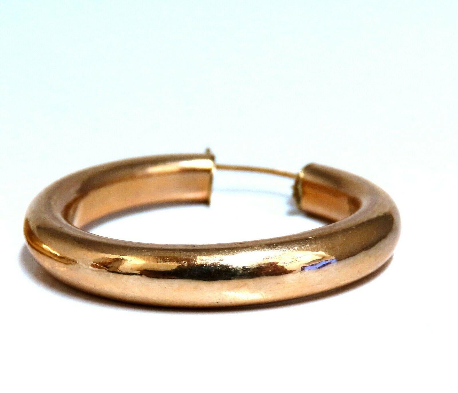 Women's or Men's 14Kt Gold Hoop Earrings Tubular Plain For Sale