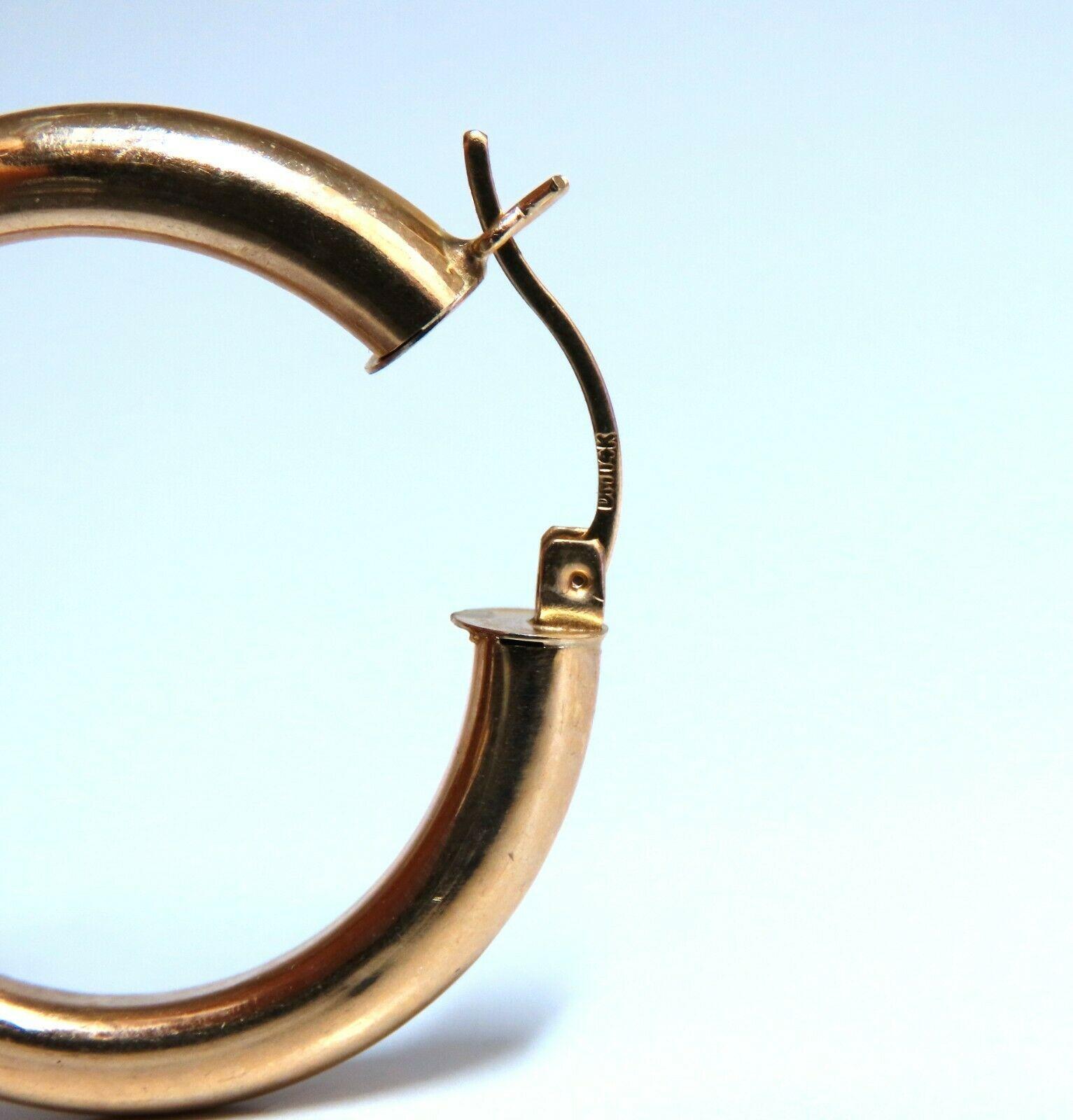 14Kt Gold Hoop Earrings Tubular Plain For Sale 1