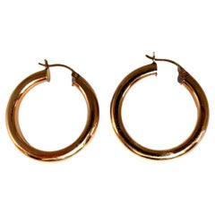 14Kt Gold Hoop Earrings Tubular Plain