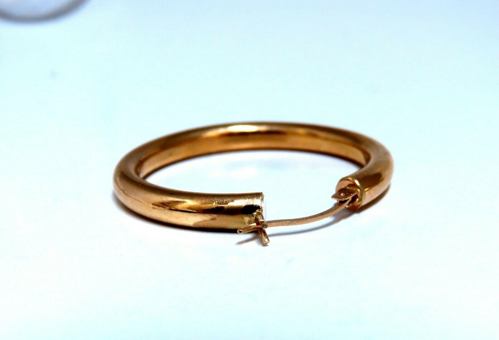 Women's or Men's 14Kt Gold Hoop Earrings Tubular Plain For Sale