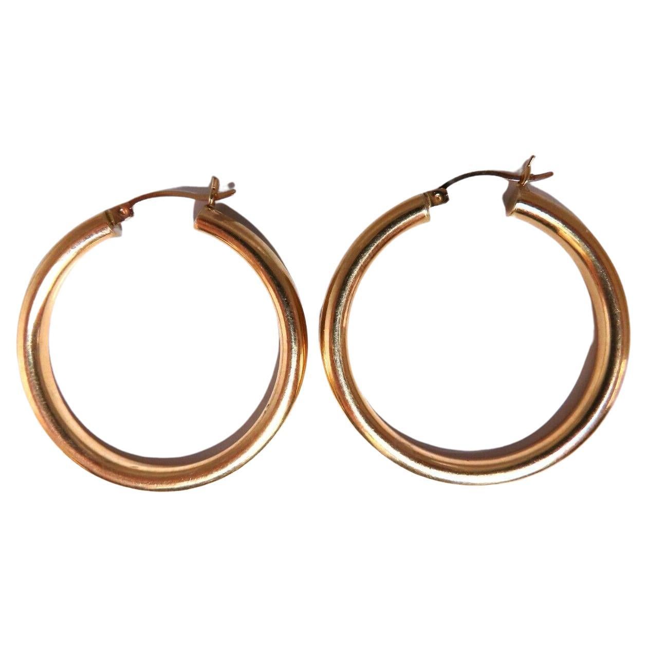 14Kt Gold Hoop Earrings Tubular Plain