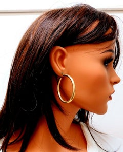 14Kt Gold Hoop Earrings Tubular Plain