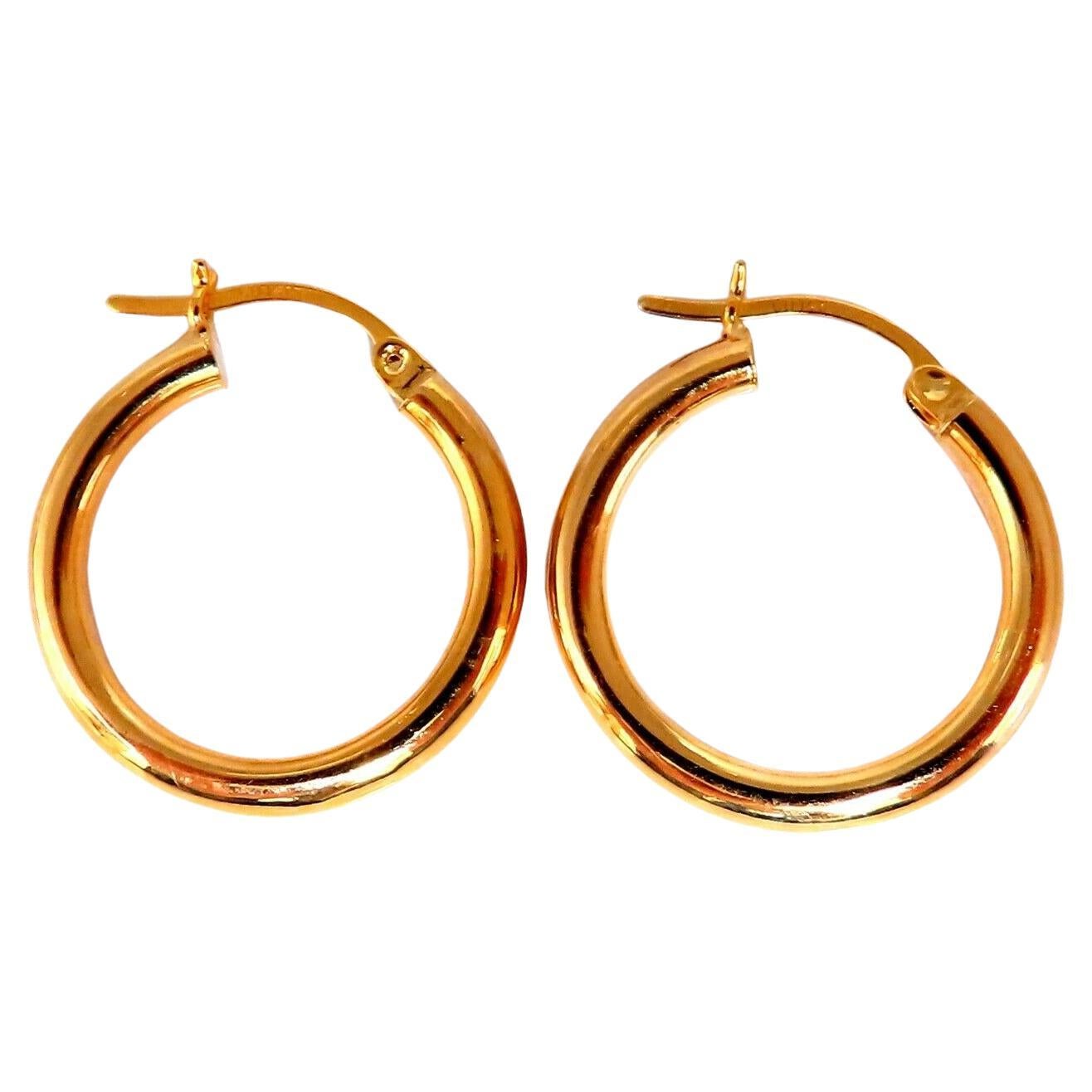 14Kt Gold Hoop Earrings Tubular Plain