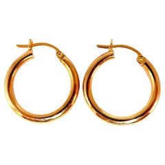 Boucles d'oreilles créoles en or 14 carats, taille tubulaire