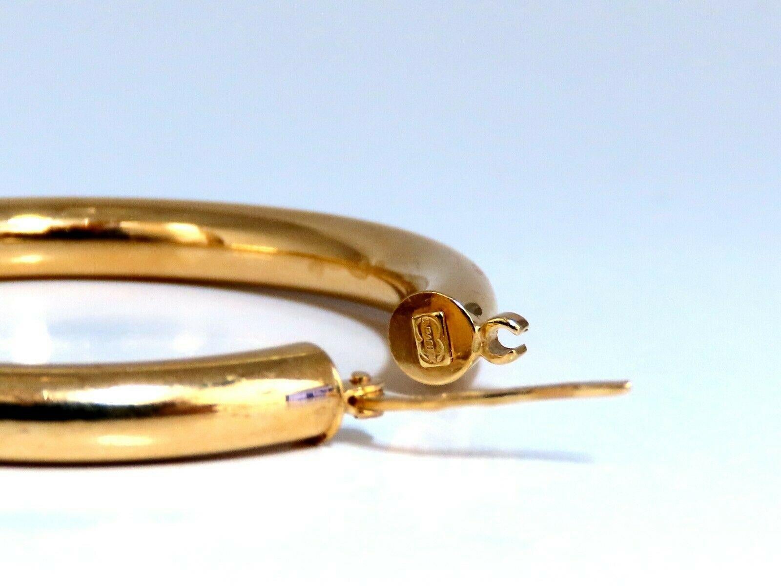 14Kt Gold Hoop Ohrringe röhrenförmig einfarbig im Angebot 1
