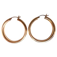 14Kt Gold Hoop Earrings Tubular Plain*