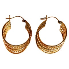 14Kt Gold Hoop Earrings Tubular Twist