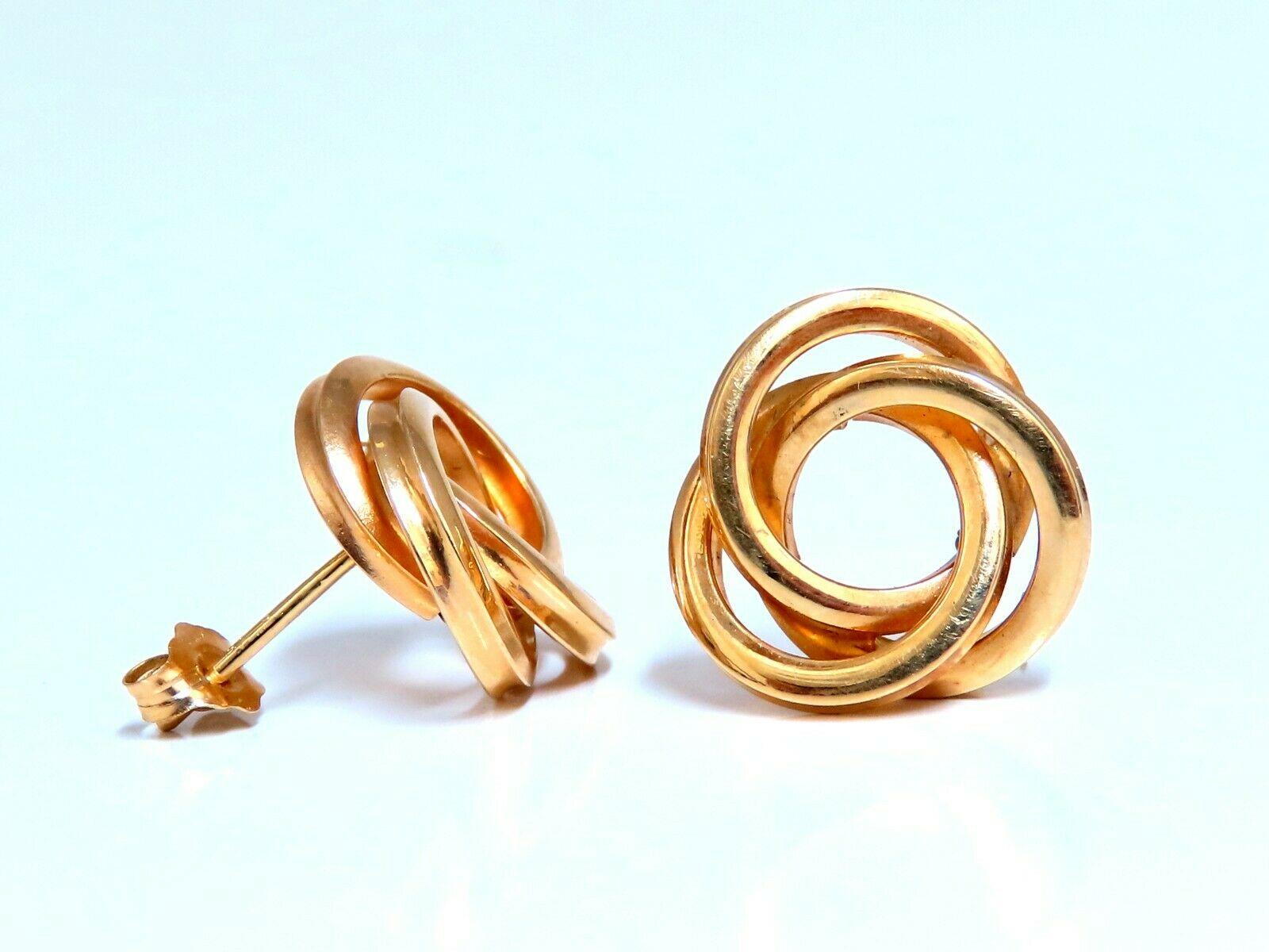 Boucles d'oreilles tressées entrelacées en or 14 carats Unisexe en vente