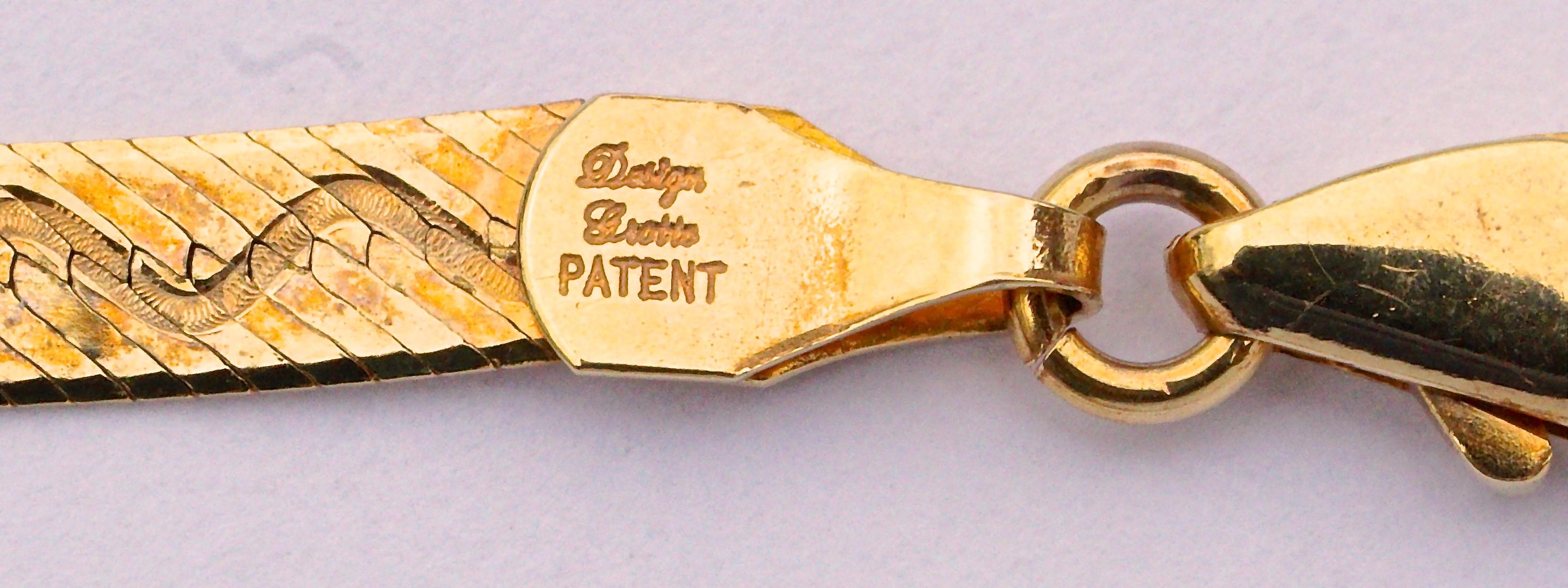  14K Gold Italy Herringbone Wave Design Chain Bracelet 1