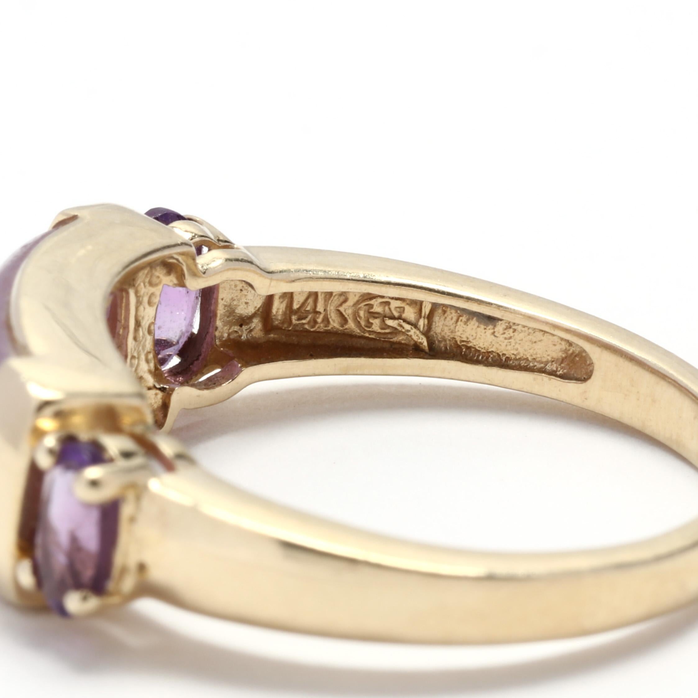 Ring aus Gold, lavendelfarbener Jade und Amethyst, 14 Karat für Damen oder Herren