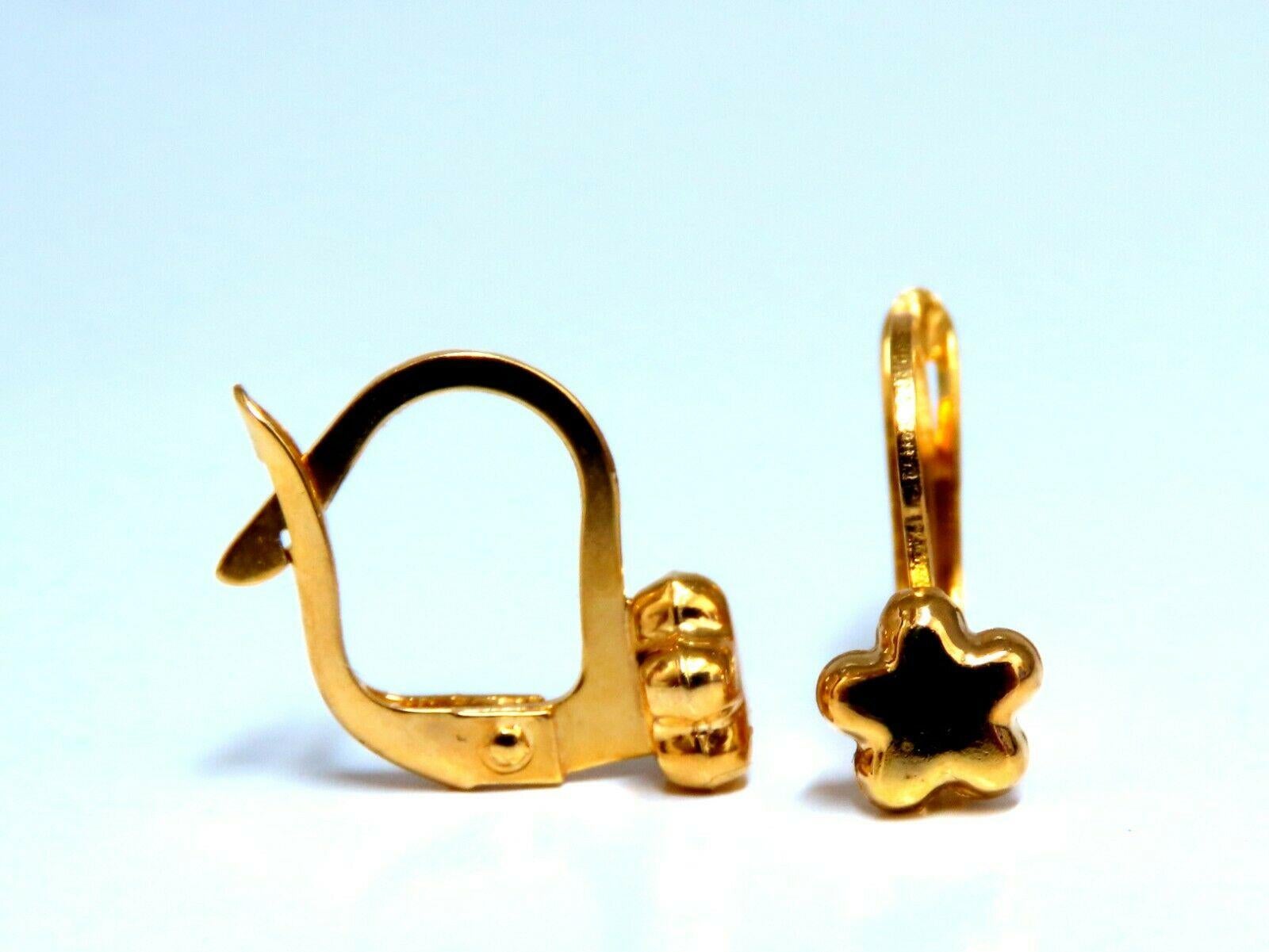 Women's or Men's 14kt Gold Lever Clover Clip Earrings For Sale