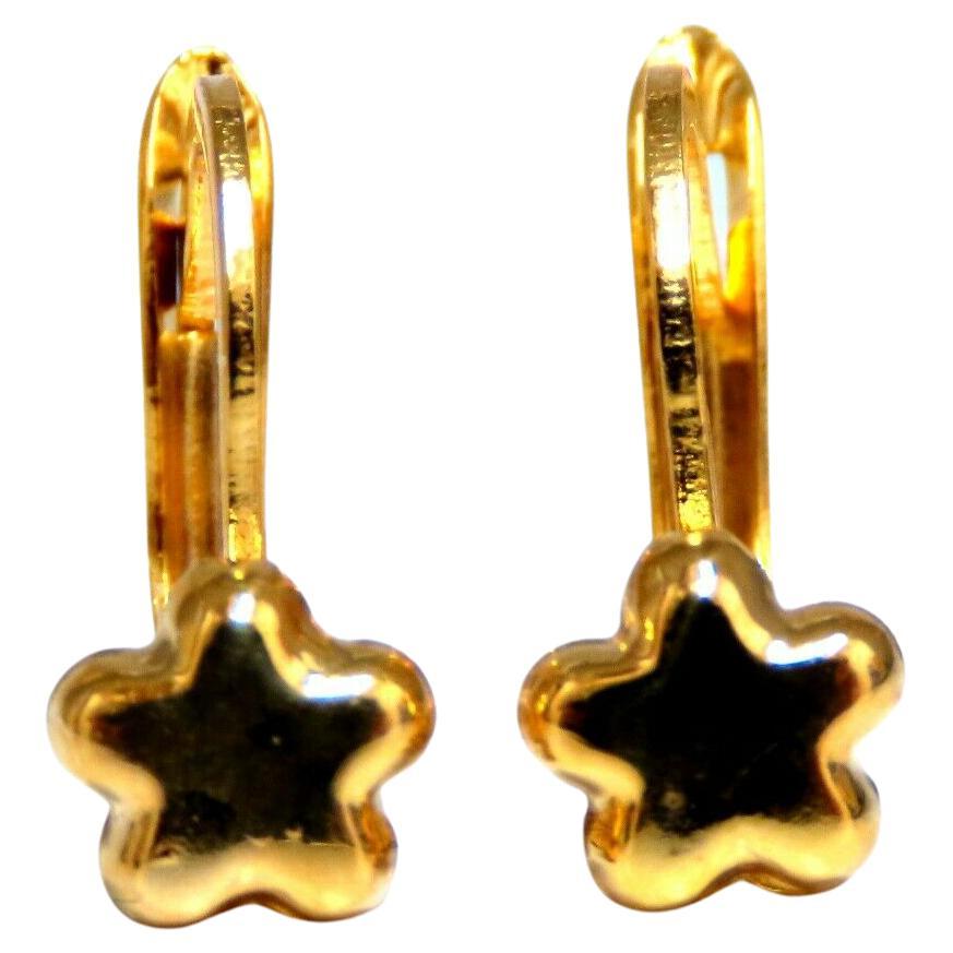 14kt Gold Lever Clover Clip Earrings For Sale