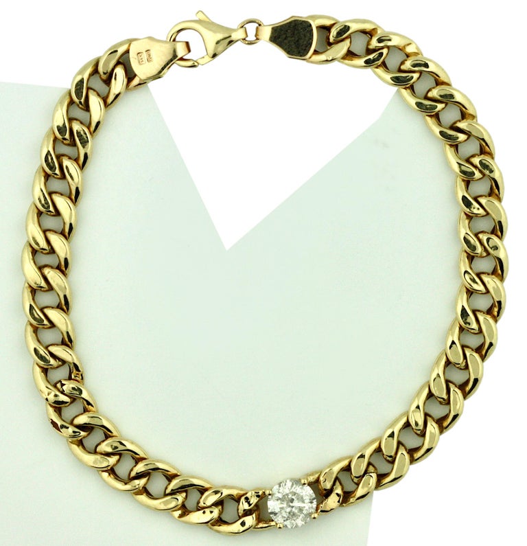 14Kt GoldLink and Diamond Bracelet For Sale at 1stDibs