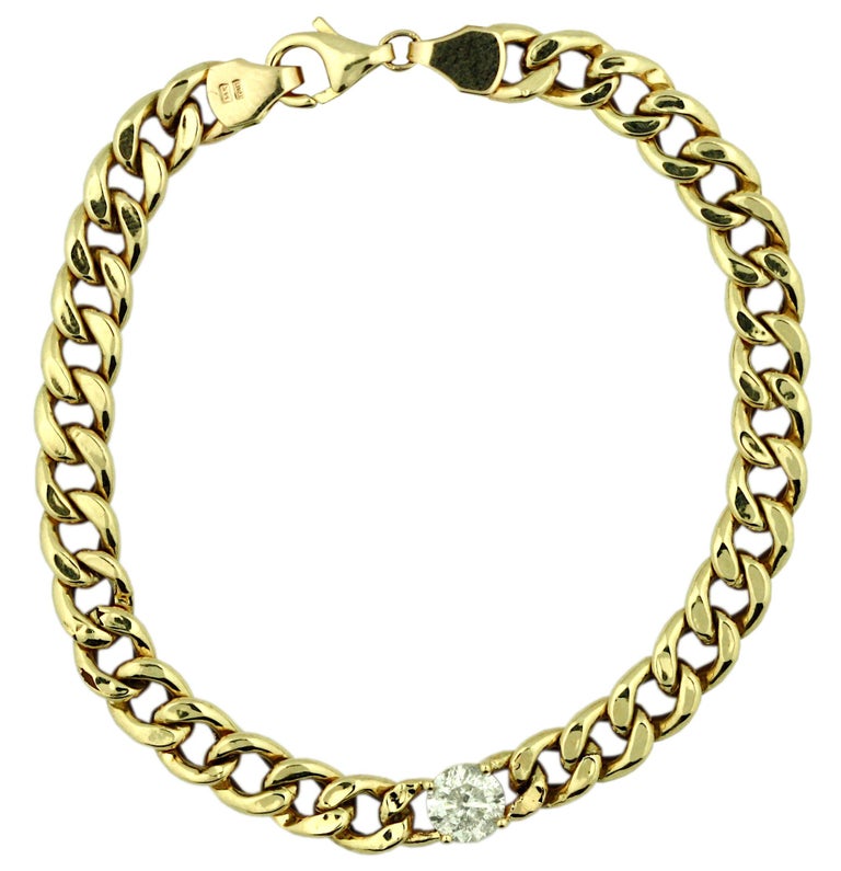 14Kt GoldLink and Diamond Bracelet For Sale at 1stDibs