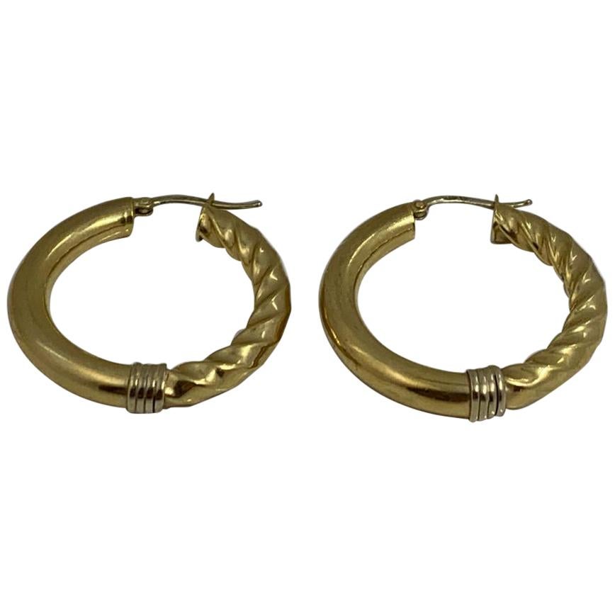 14 Karat Gold Medium Hoop Earring, 8.3 Grams For Sale