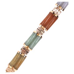 14kt Gold Multi-Colored Jade Good Luck Bracelet