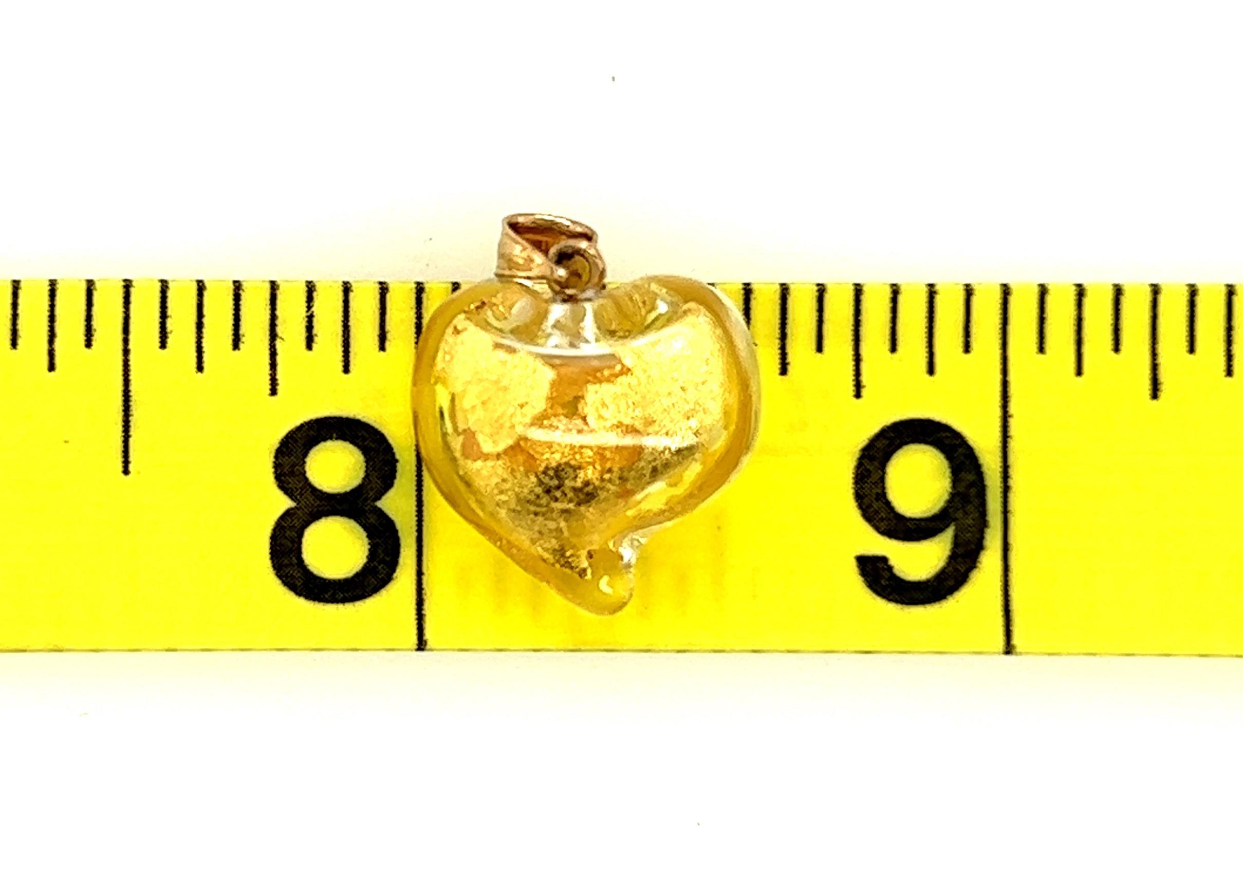 14kt Gold Murano Glass Witch's Heart Pendant  For Sale 1