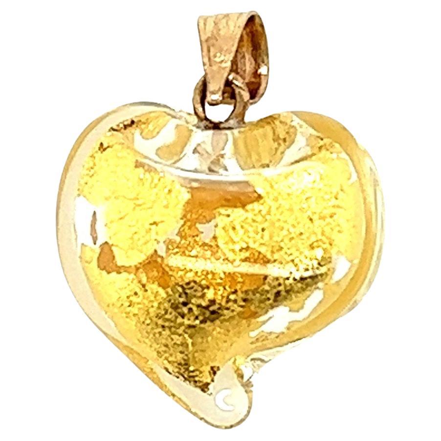 14kt Gold Murano Glass Witch's Heart Pendant 