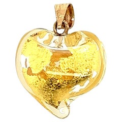 Pendentif coeur de sorcière en verre Murano or 14kt 
