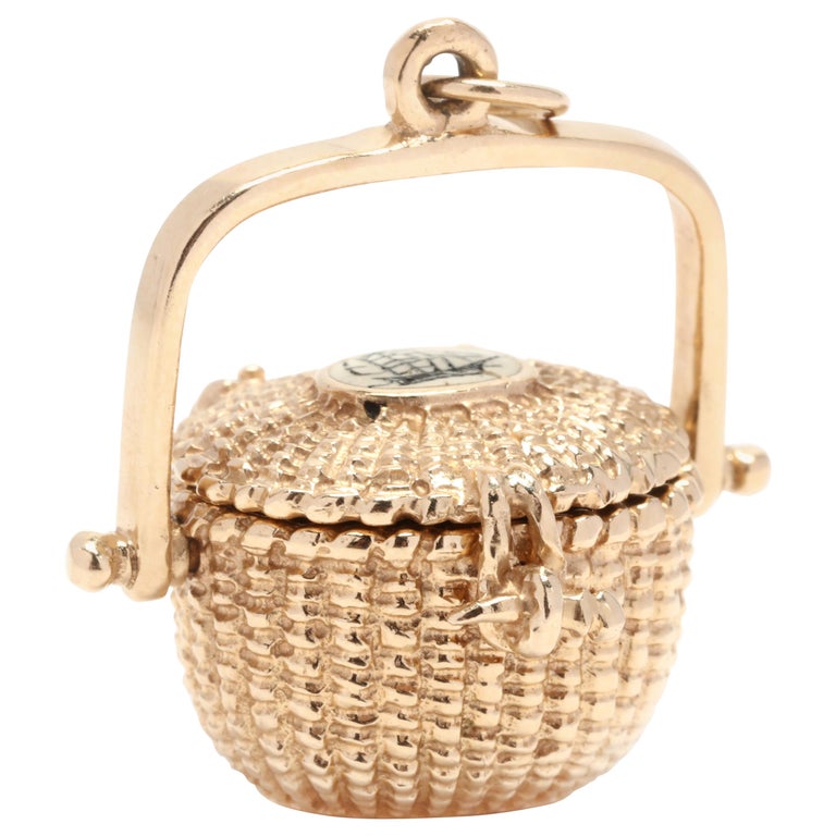 14 Karat Gold Nantucket Basket Charm at 1stDibs