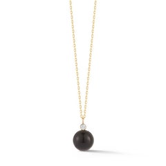 14 Karat Gold Onyx and Diamond Dot Necklace