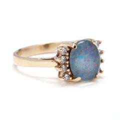 14kt Gold, Opal Triplet & Diamond Ring