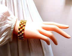 14kt Gold Panther Form Wide Link Gold Bracelet 37.8 GramS