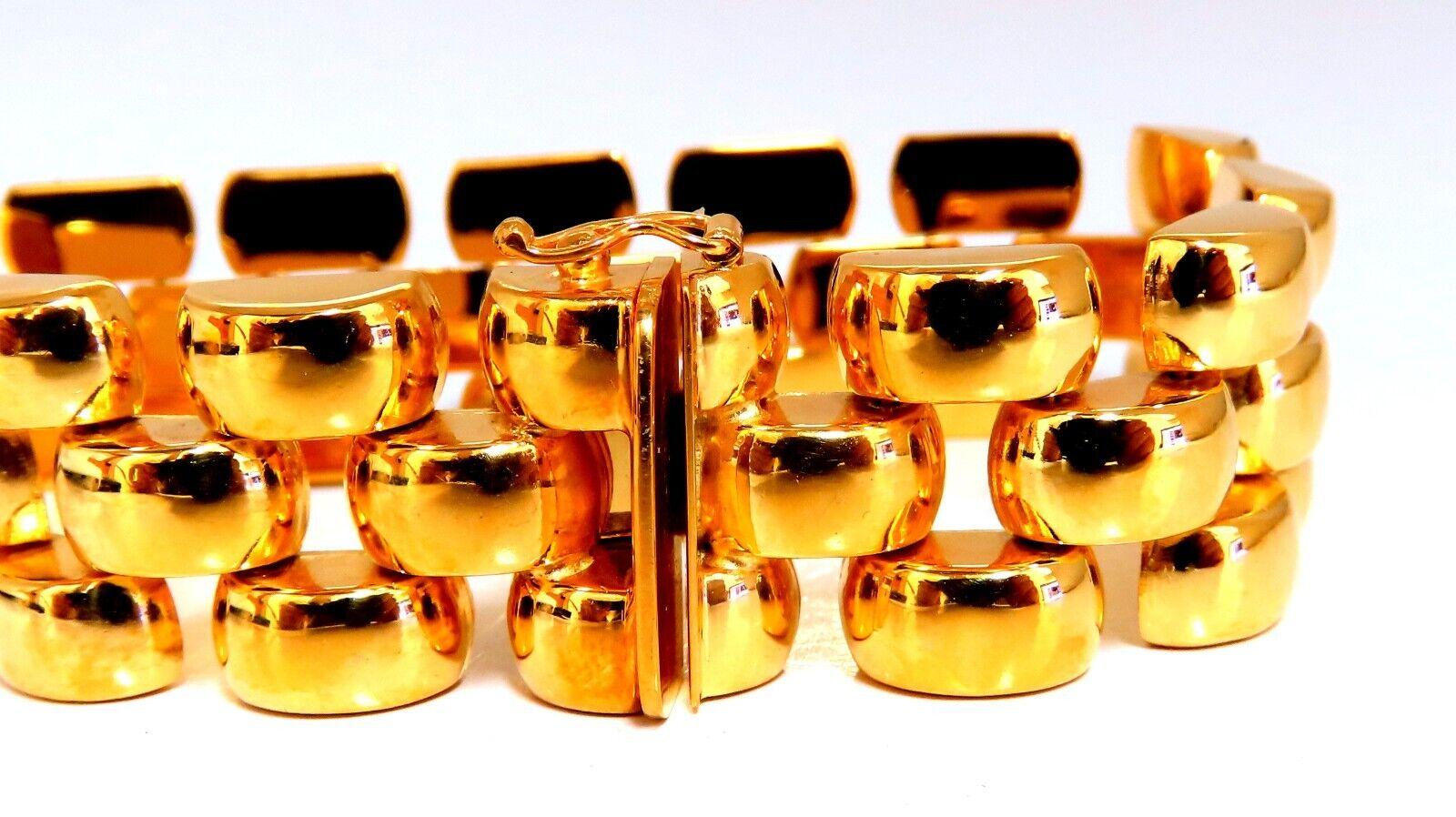 14kt Gold Panther Form Wide Link Gold Bracelet 37.8 GramS For Sale 1
