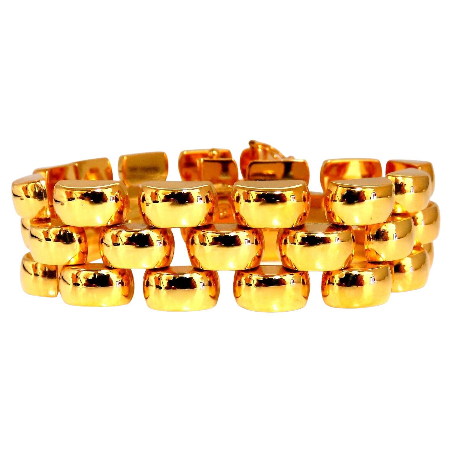 14kt Gold Panther Form Wide Link Gold Bracelet 37.8 GramS