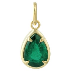 14KT Gold Pear-Cut Emerald Solitaire Pendant