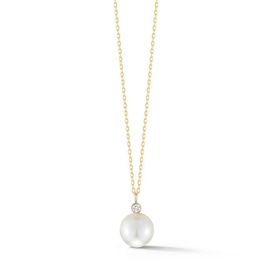 Mateo believes simplicity is the foundation of elegance. This simple yet beautiful necklace is the perfect piece of personal jewelry. Handmade in New York city of 14kt Gold, brilliant diamond and cultured freshwater pearls. 