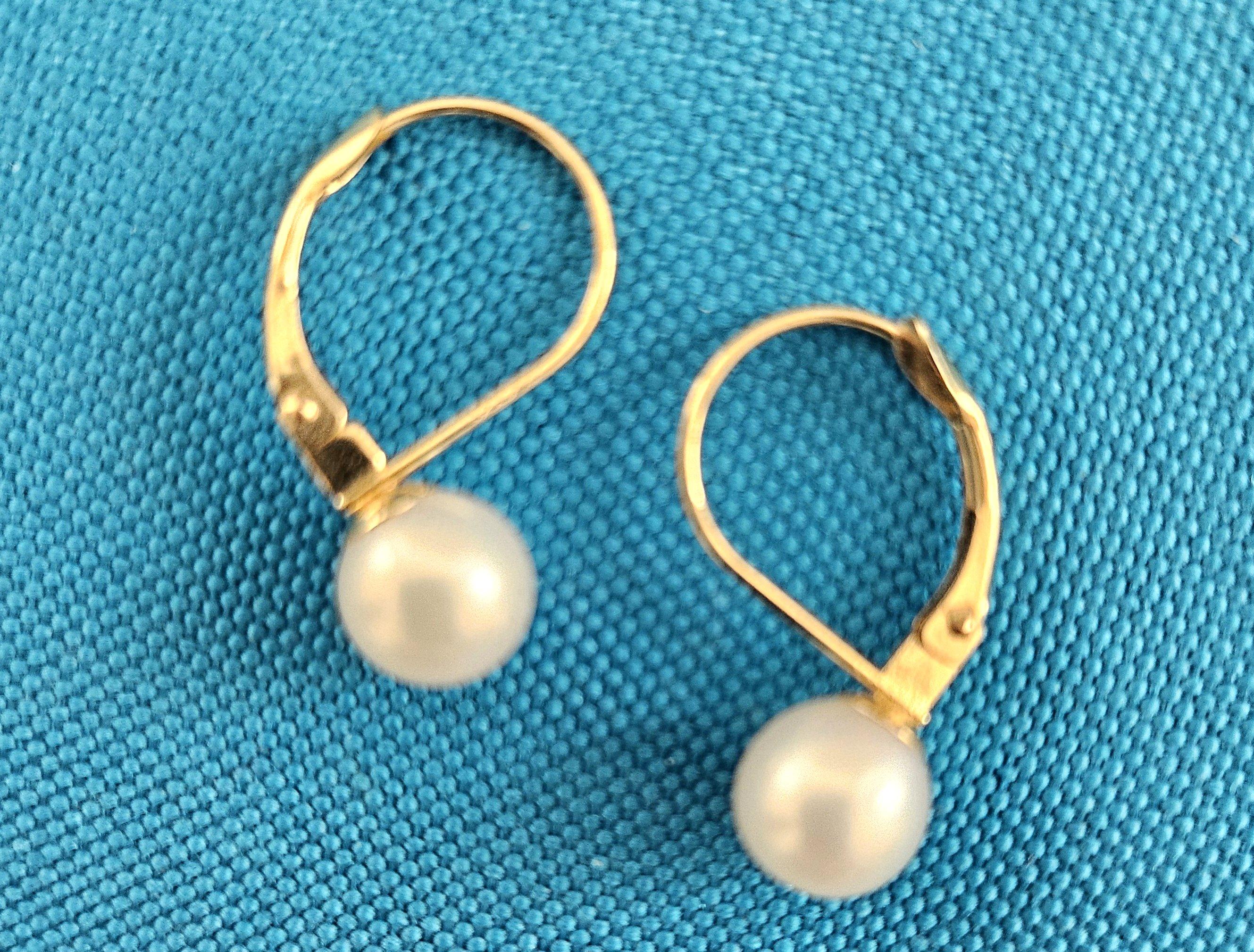 Orecchini in oro 14KT e perle, timbrati .585, orecchini a buco in oro vintage In condizioni buone in vendita a Warrenton, OR