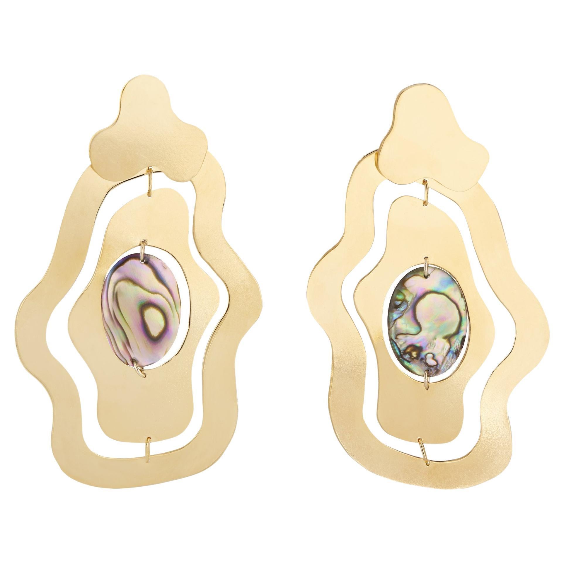 14kt Gold Plated Vulva Earrings by Aziza Handcrafted For Sale