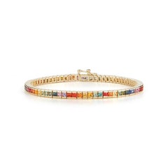 14 Karat Gold Rainbow Sapphire Tennis Bracelet
