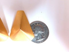 14 Karat Gold Raised Modified Pyramid Clip Earrings Brushed Matte