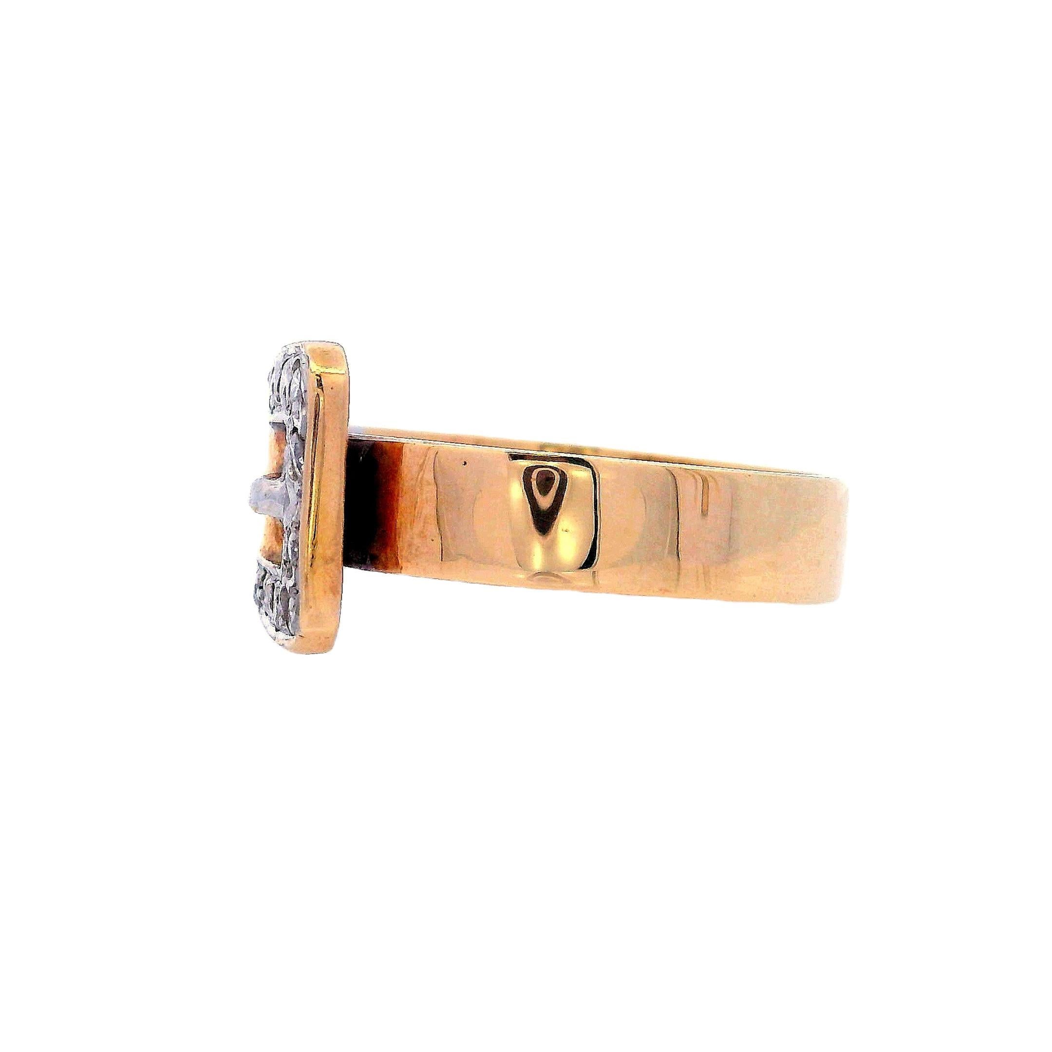 Round Cut 14kt Gold Ring Belt with Diamonds For Sale
