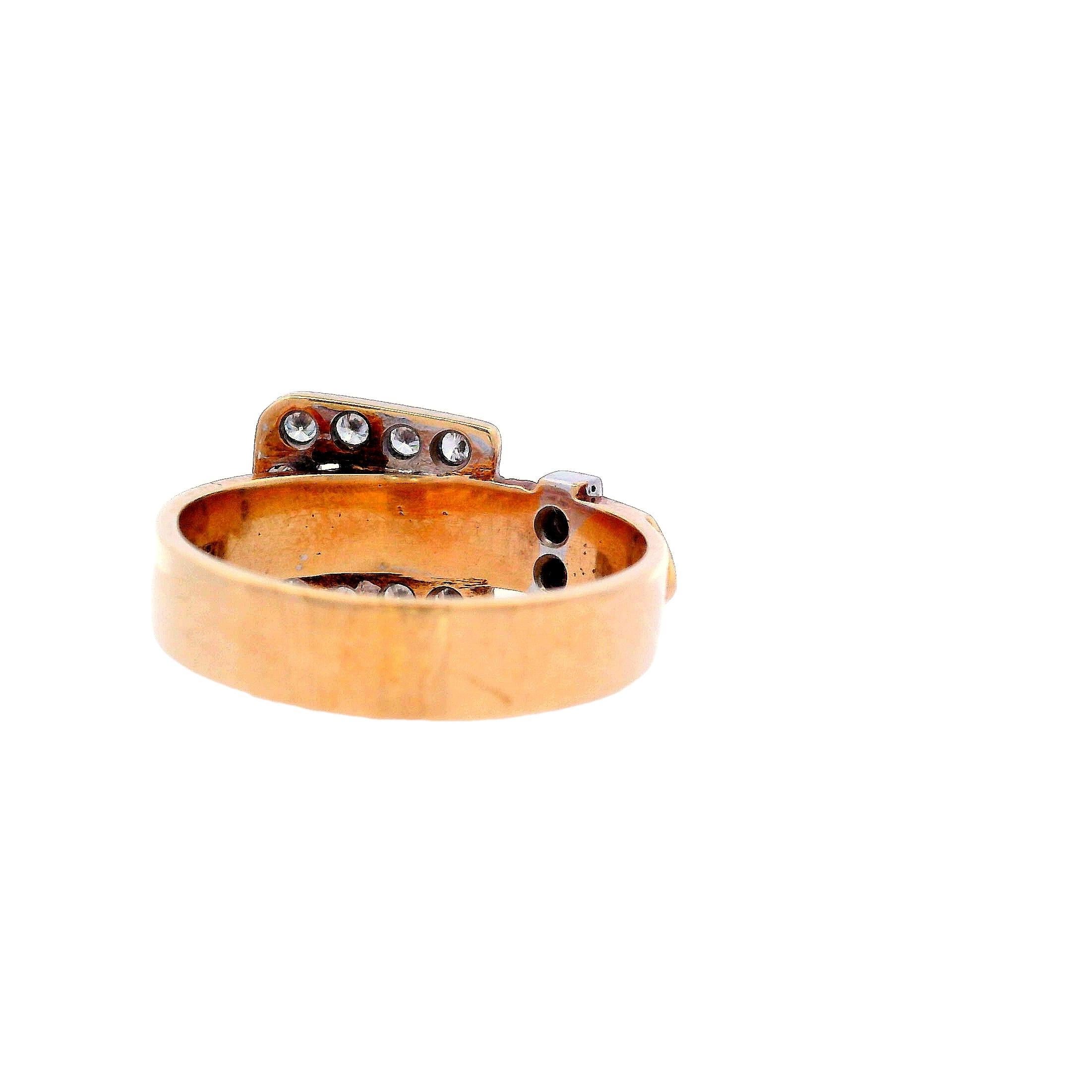 Women's 14kt Gold Ring Belt with Diamonds For Sale