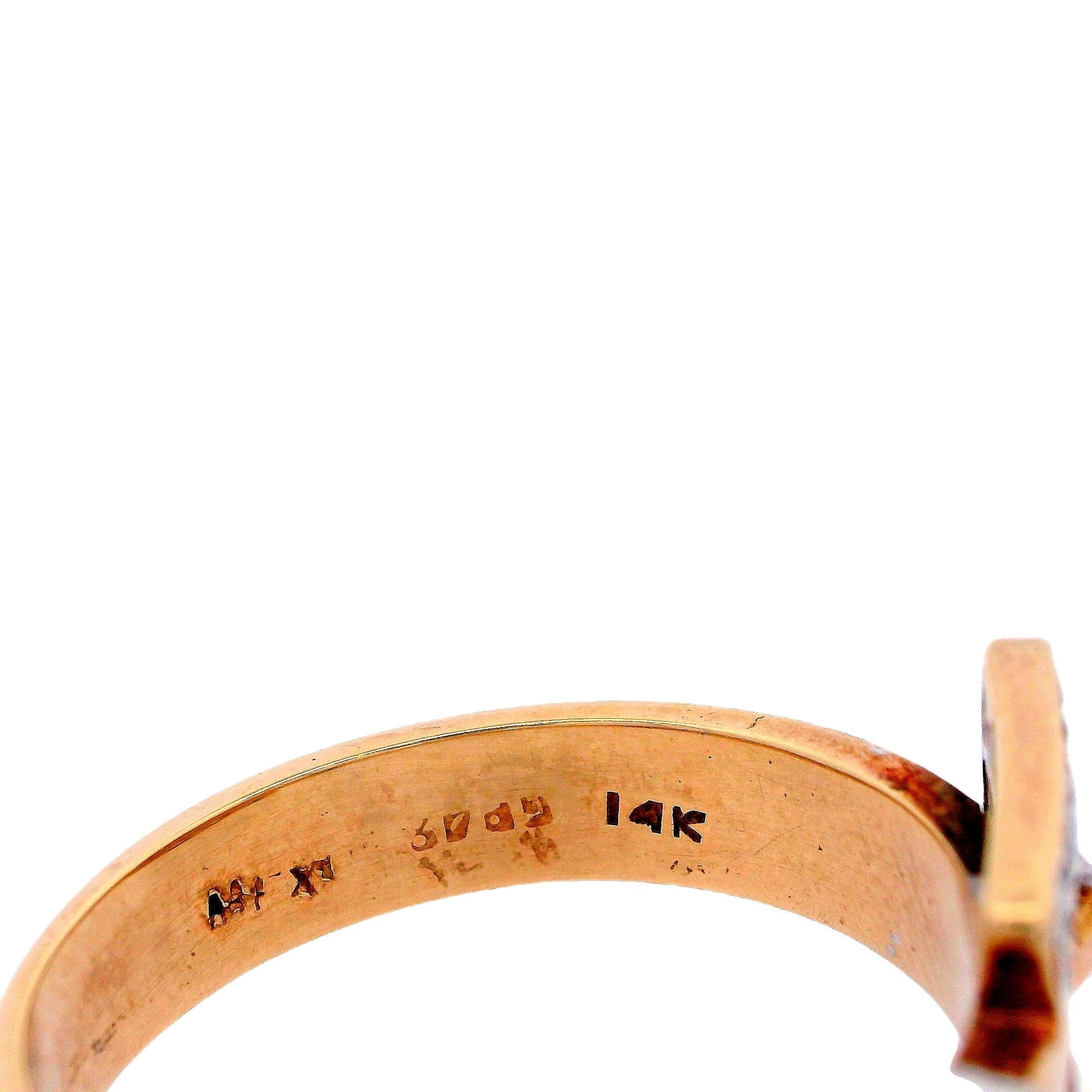 14kt Gold Ring Belt with Diamonds For Sale 2