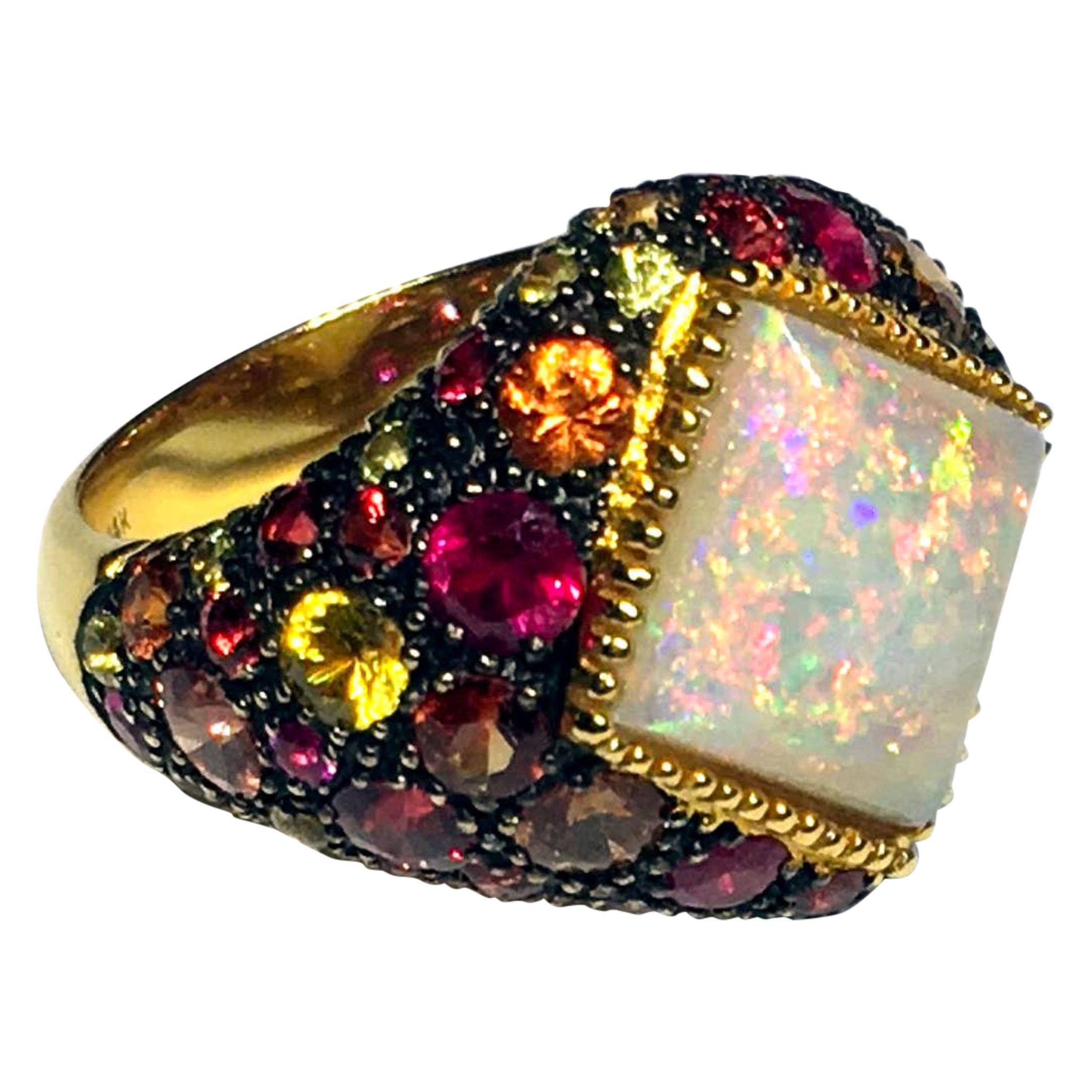 14kt Gold Opal and Sapphire Ring