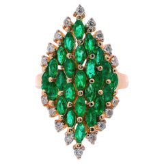 14kt Gold Ring with Emeralds and Diamonds